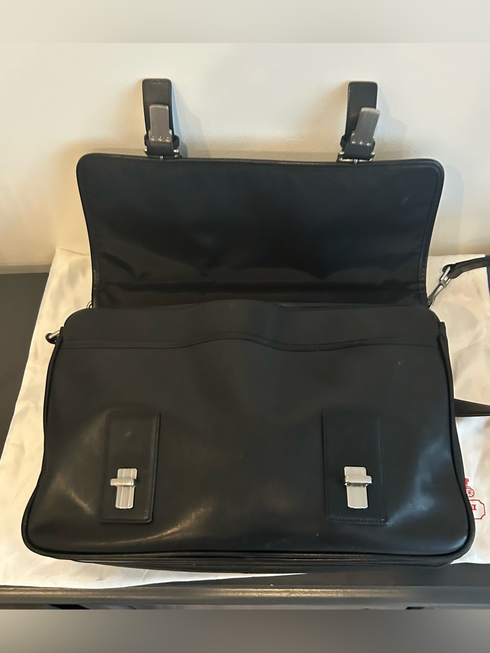 Coach Metropolitan Black Leather Briefcase Messenger Laptop Bag F6455 - Picture 9 of 14